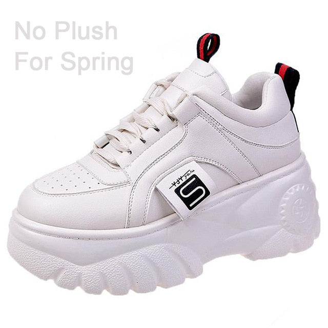 Hight Increase Ulzzang Women Casual Shoes Woman Sneakers Platform Wedges High Heels Flats Loafers Ladies Creepers Trainers
