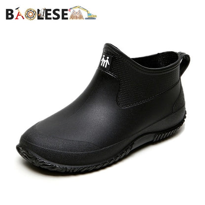 BAOLESEM Men's Eco-Friendly Waterproof Ankle Rain Boots