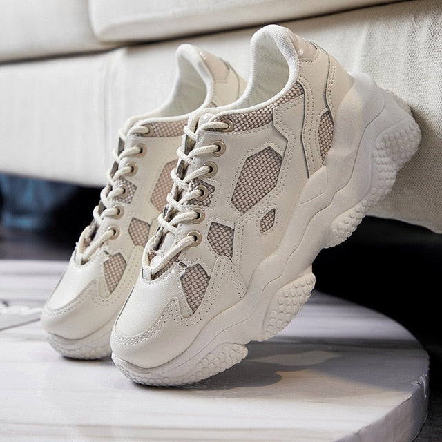 Eco-Friendly Women's Platform Sneakers - Bold Style with Sustainable Heart
