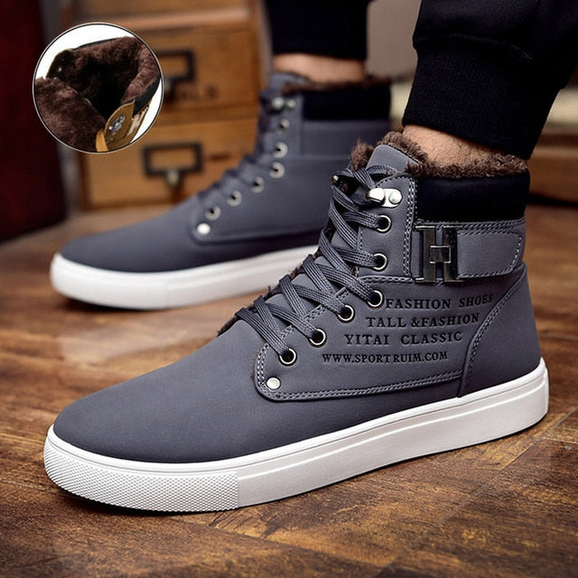 Men's Cozy Lace-up Winter Boots - Warm & Stylish