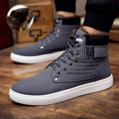 Men's Cozy Lace-up Winter Boots - Warm & Stylish