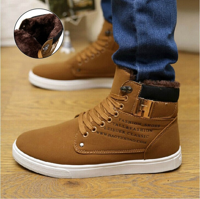 Men's Cozy Lace-up Winter Boots - Warm & Stylish