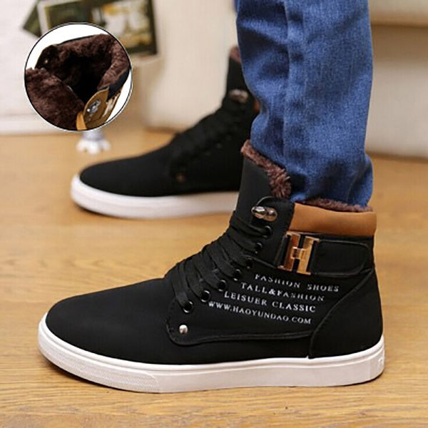 Men's Cozy Lace-up Winter Boots - Warm & Stylish