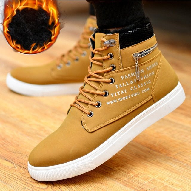 Men's Cozy Lace-up Winter Boots - Warm & Stylish