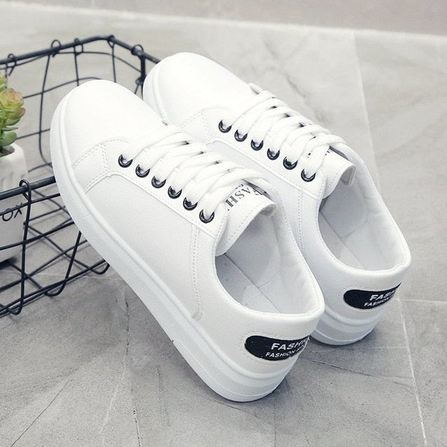 Eco-Friendly White PU Sneakers - Chic Style Meets Sustainability