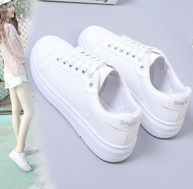 Eco-Friendly White PU Sneakers - Chic Style Meets Sustainability