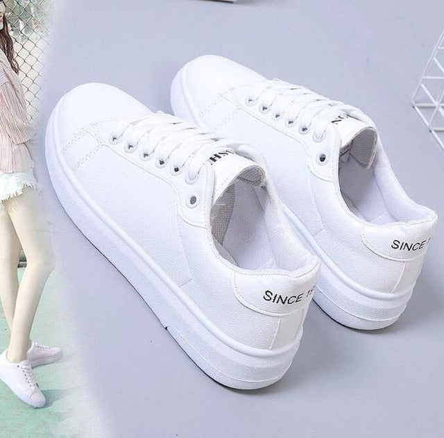 Eco-Friendly White PU Sneakers - Chic Style Meets Sustainability