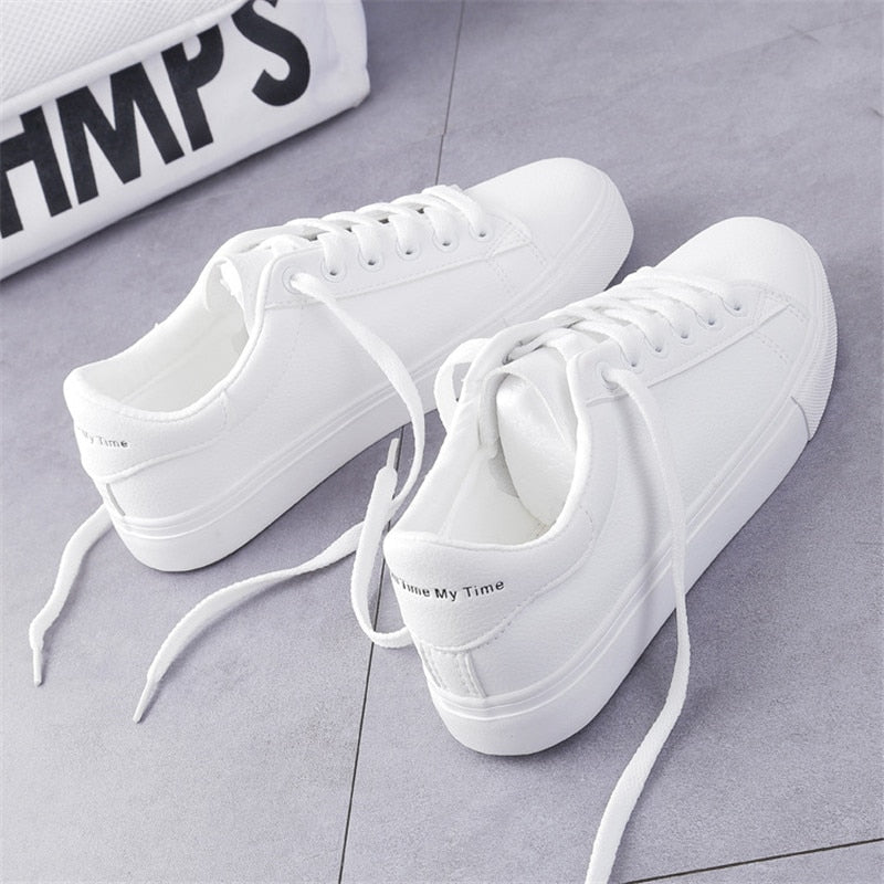 Fashion Shoes Women's Vulcanize Shoes Spring New Casual Classic Solid Color PU Leather Shoes Women Casual White Shoes Sneakers