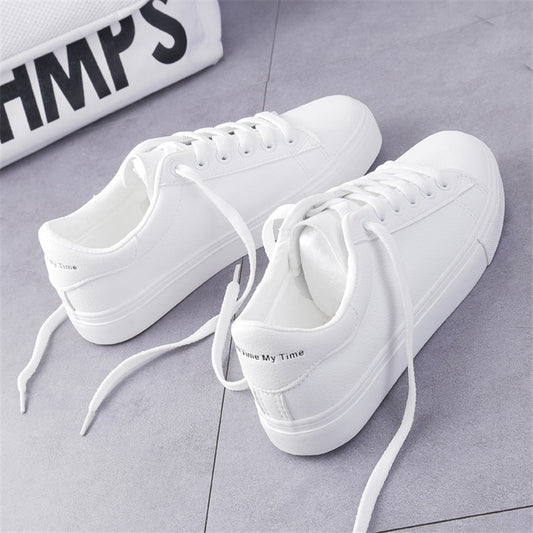 Fashion Shoes Women's Vulcanize Shoes Spring New Casual Classic Solid Color PU Leather Shoes Women Casual White Shoes Sneakers