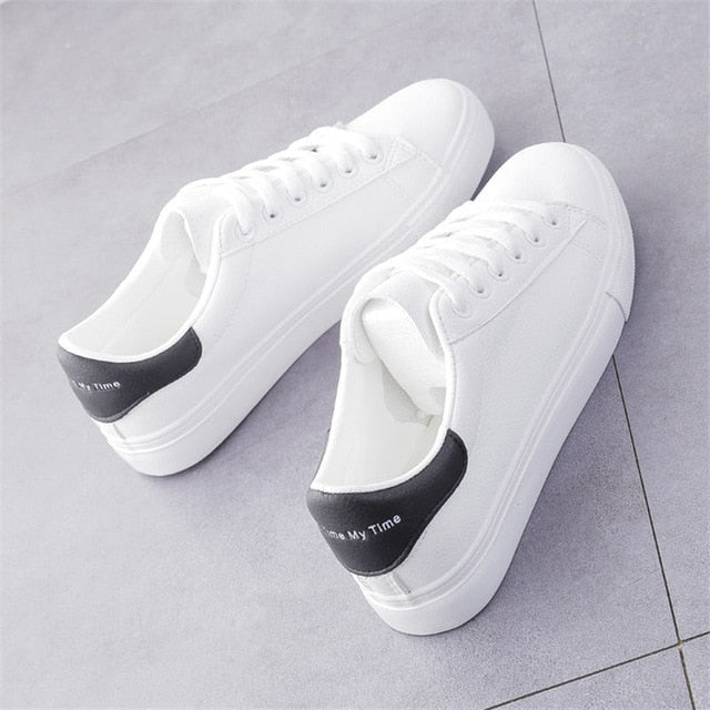 Fashion Shoes Women's Vulcanize Shoes Spring New Casual Classic Solid Color PU Leather Shoes Women Casual White Shoes Sneakers