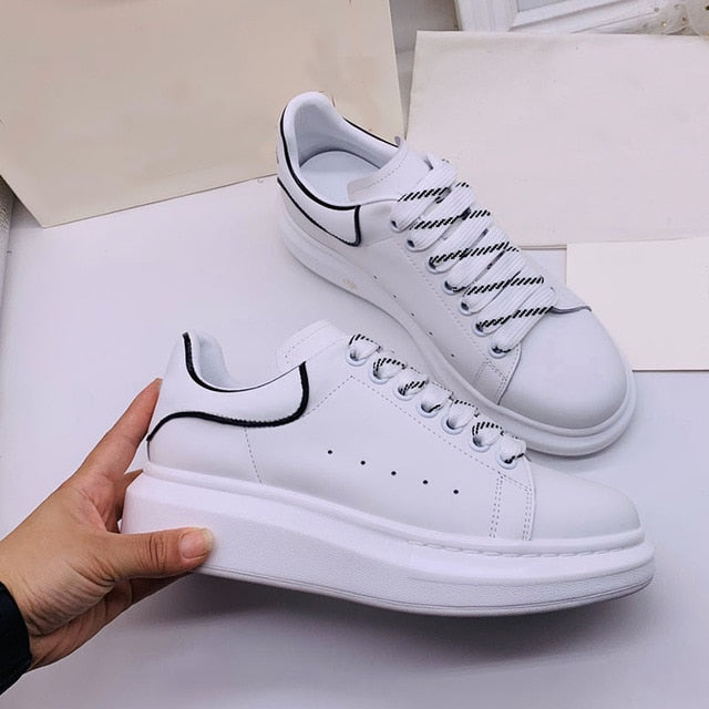 HKSZ Luxury Men's Sneakers - Breathable White Casual Shoes