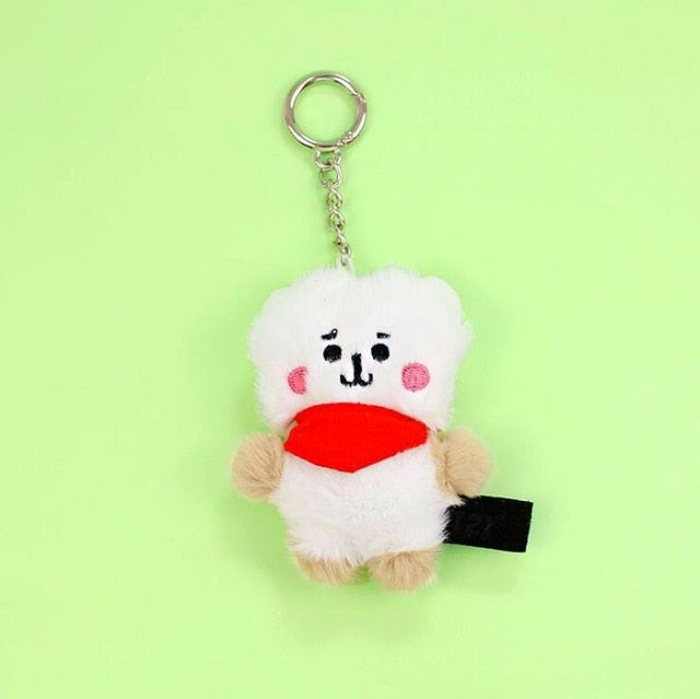 Korean Super Star Plush Animal Keychain – Soft BTS Cartoon Doll Gift