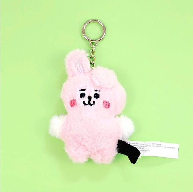 Korean Super Star Plush Animal Keychain – Soft BTS Cartoon Doll Gift