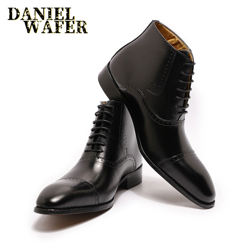 Men's Western Leather Ankle Boots - Stylish & Comfortable