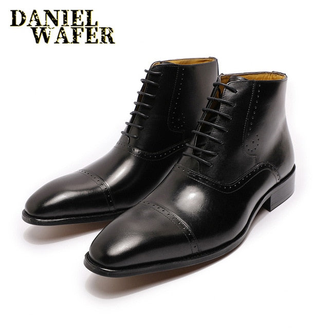 Men's Western Leather Ankle Boots - Stylish & Comfortable