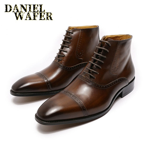 Men's Western Leather Ankle Boots - Stylish & Comfortable