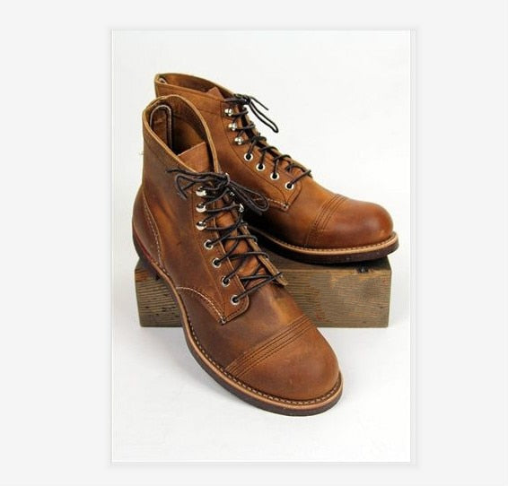 Men's Vintage PU Leather Boots - Style and Comfort