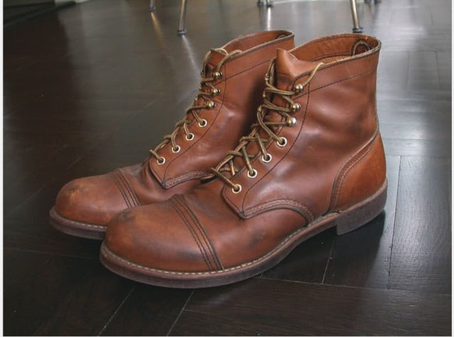 Men's Vintage PU Leather Boots - Style and Comfort