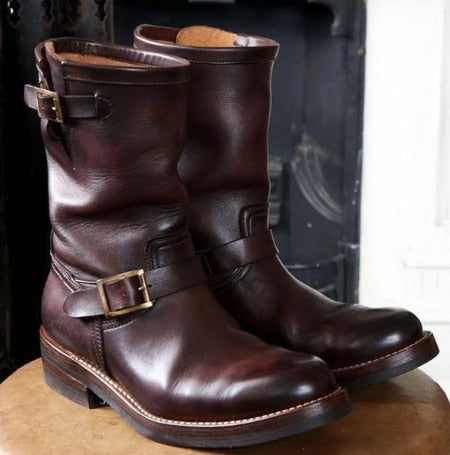 Men's Retro Multiple Buckle Retro Ankle Boots-Black Friday Brogue Shoes Spring  Vintage Classic Male Casual  YK441