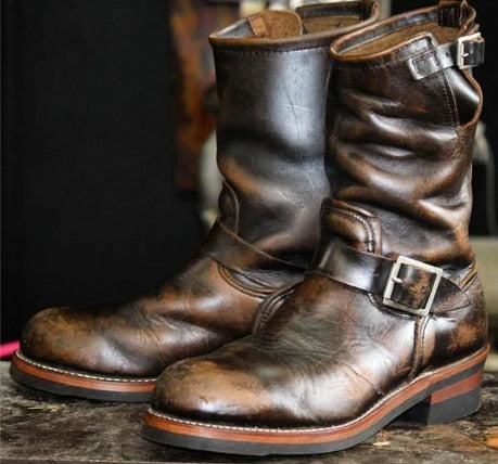 Men's Retro Multiple Buckle Retro Ankle Boots-Black Friday Brogue Shoes Spring  Vintage Classic Male Casual  YK441