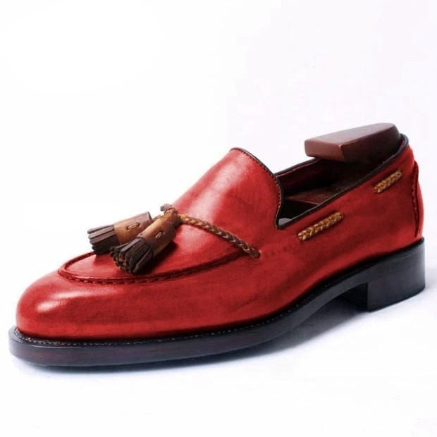 Men Leather Shoes Low Heel Fringe Shoes Dress Shoes Brogue Shoes Spring Ankle Boots Vintage Classic Male Casual F65