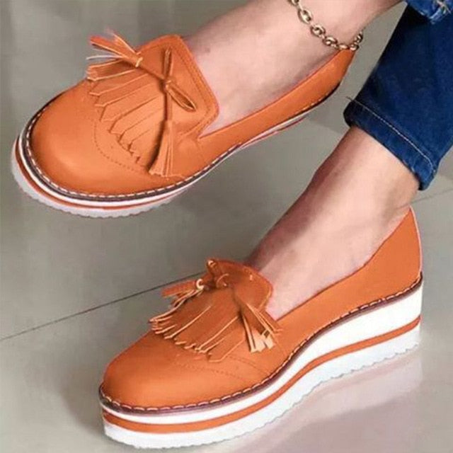 KHTAA Women's Tassel Bowtie Loafers - Chic & Comfortable Flats
