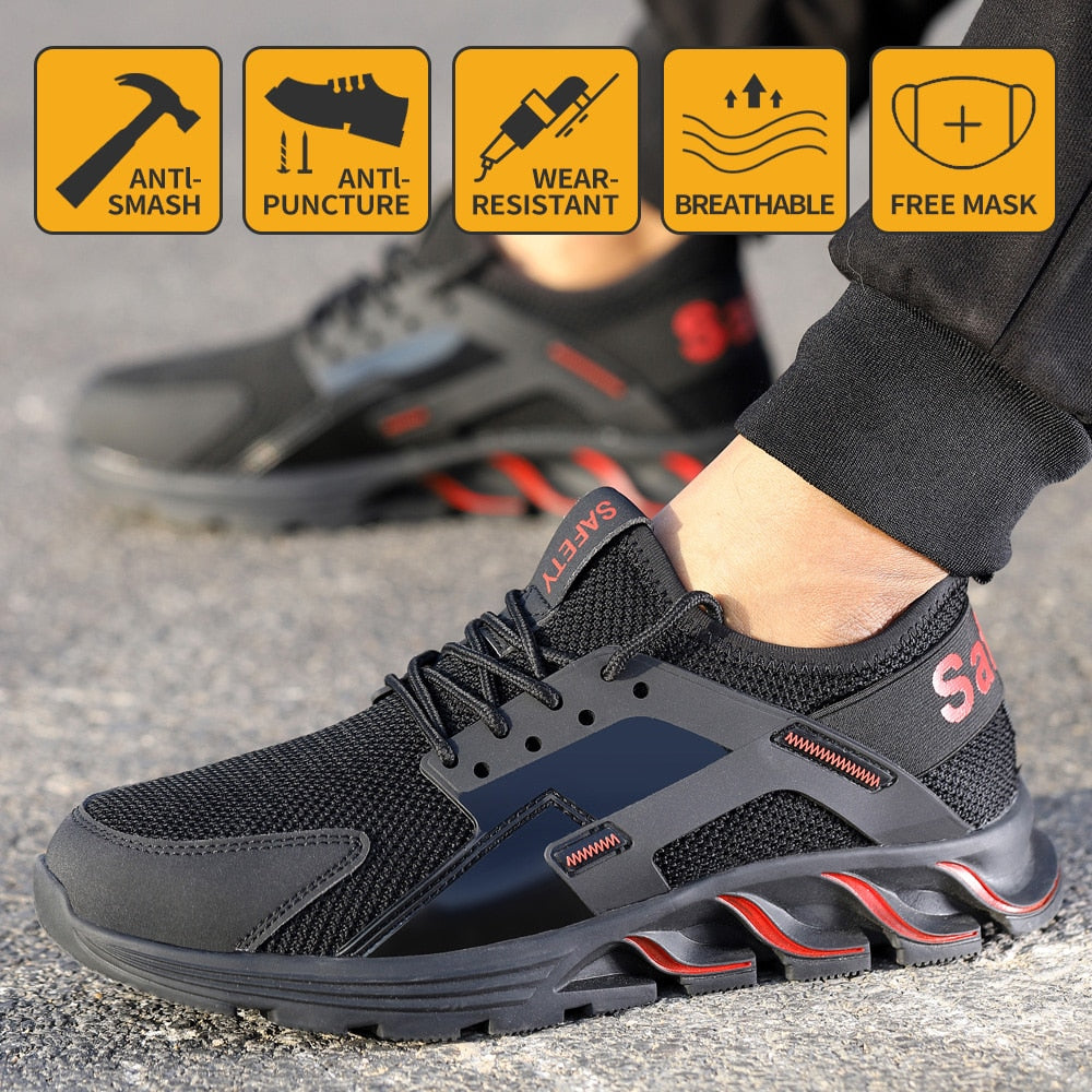 Men Work Safety Shoes Lightweight Nail Penetration Resistance Flexibility Steel Toecap Anti-smashing Outdoor Wearable