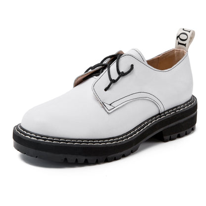 Retro Genuine Leather Oxford Shoes for Women Classic British Style