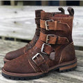 Men's Faux Suede Buckle Strap Boots - Elegant and Durable
