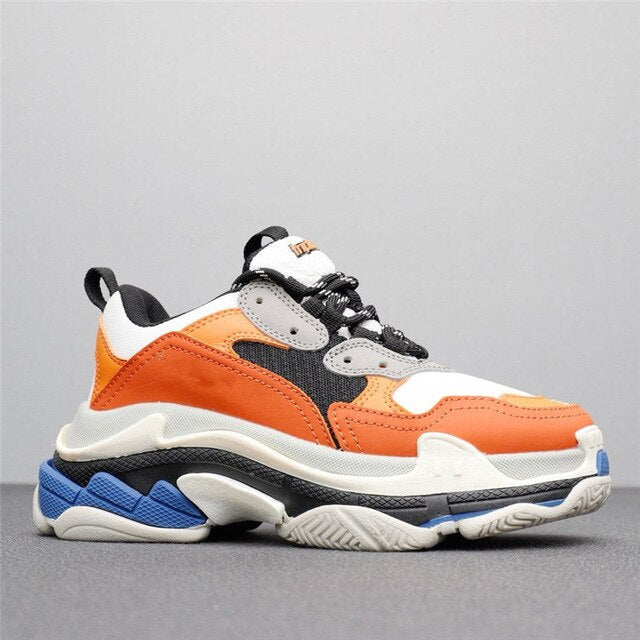 HKGS Leather Chunky Sneakers - Stylish & Durable Casual Shoes