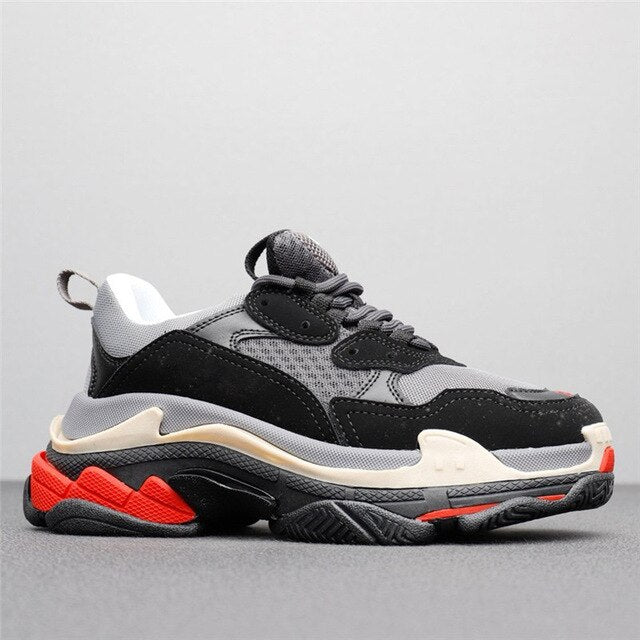 HKGS Leather Chunky Sneakers - Stylish & Durable Casual Shoes
