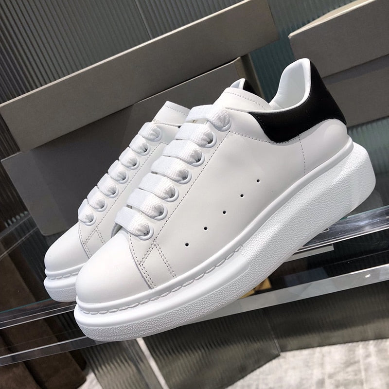 Unisex White Platform Sneakers Modern Thick Sole Casual Footwear