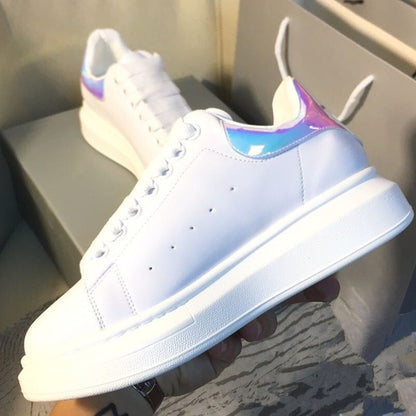 Unisex White Platform Sneakers Modern Thick Sole Casual Footwear