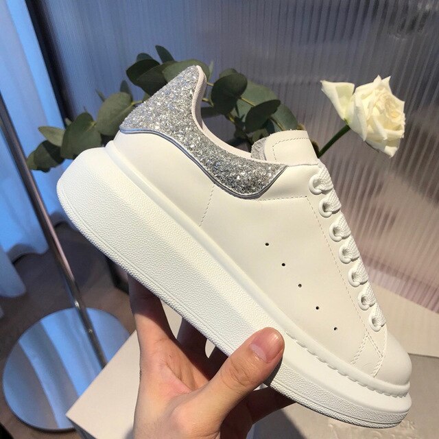 Unisex White Platform Sneakers Modern Thick Sole Casual Footwear