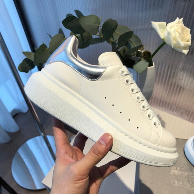 Unisex White Platform Sneakers Modern Thick Sole Casual Footwear