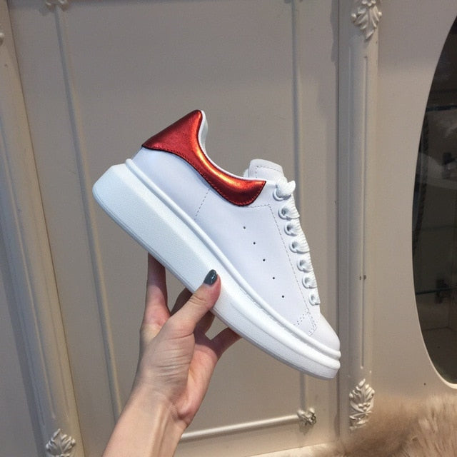 Unisex White Platform Sneakers Modern Thick Sole Casual Footwear