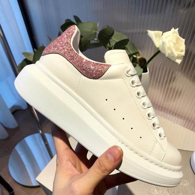 Unisex White Platform Sneakers Modern Thick Sole Casual Footwear
