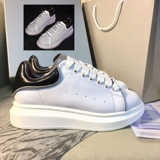 Unisex White Platform Sneakers Modern Thick Sole Casual Footwear