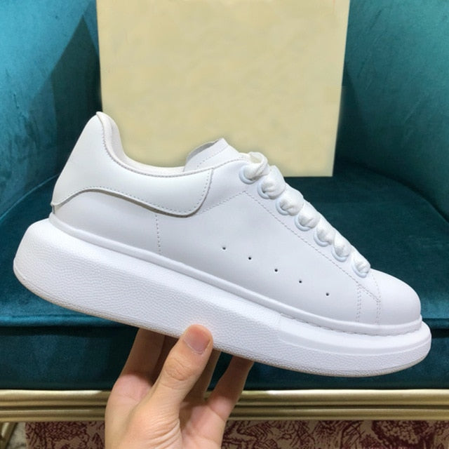 Unisex White Platform Sneakers Modern Thick Sole Casual Footwear