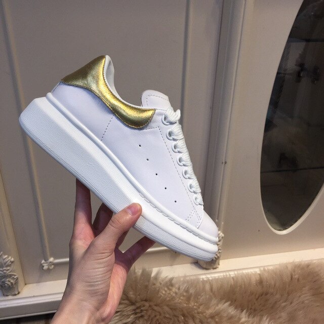 Unisex White Platform Sneakers Modern Thick Sole Casual Footwear