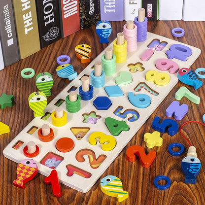 Wooden Montessori Shape Puzzle for Kids Early Math Learning