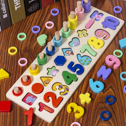 Wooden Montessori Shape Puzzle for Kids Early Math Learning
