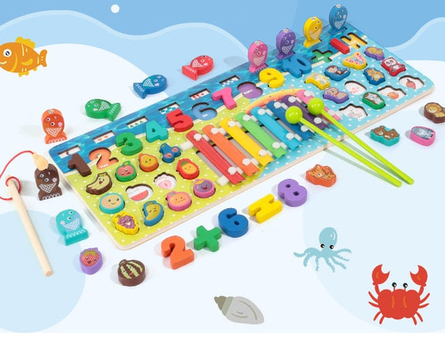 Wooden Montessori Shape Puzzle for Kids Early Math Learning